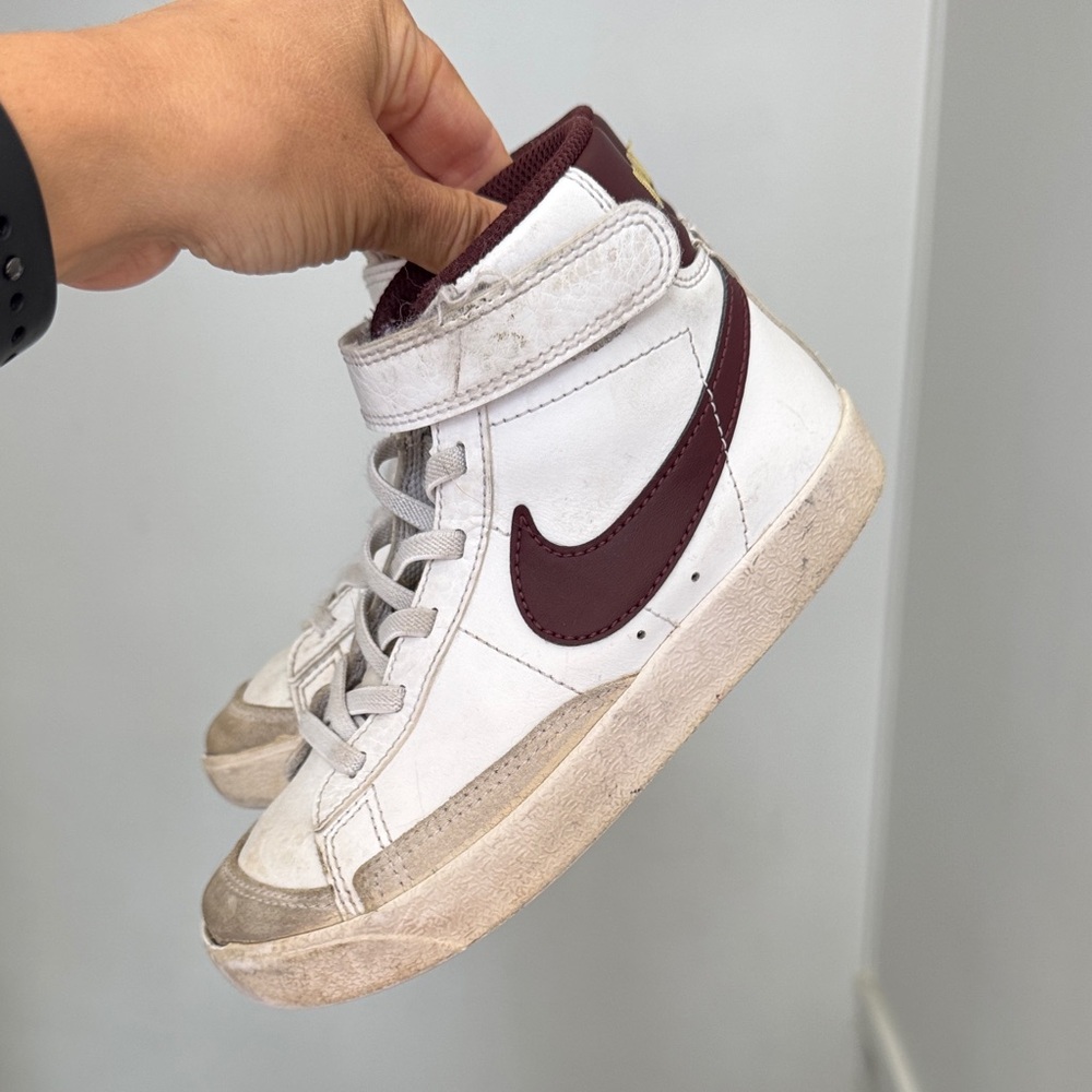 Nike White and Burgundy High-Tops